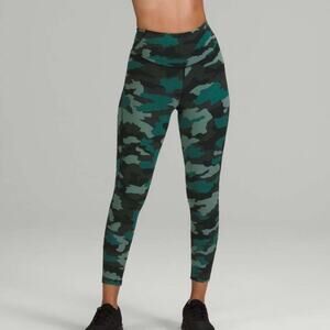 LULULEMON Heritage 365 Camo Tidewater Teal‎ Base Pace High Rise Leggings Size 18